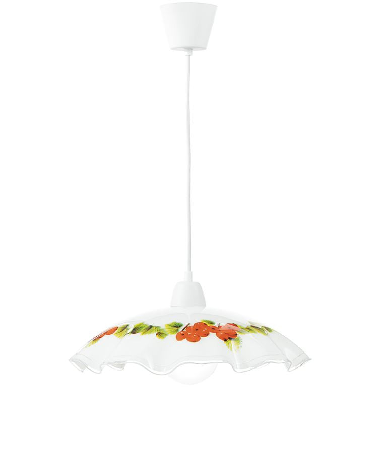 Sospensione cucina vetro opale con decoro frutta D.42cm 1XE27 non incl. RIBES Sospensione cucina vetro opale con decoro frutta D.42cm 1XE27 non incl. RIBES